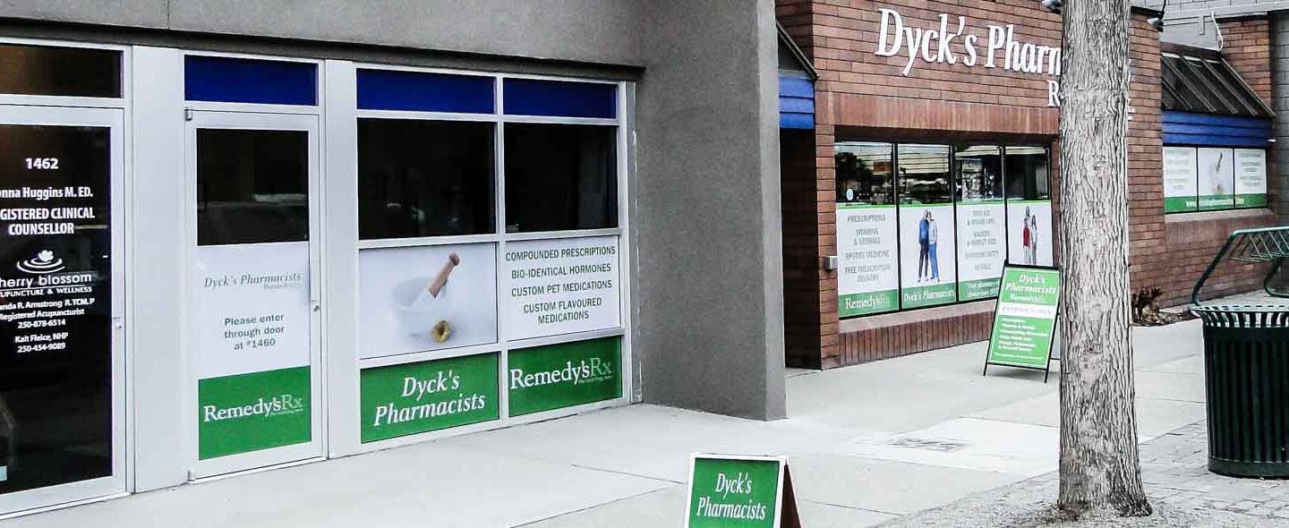 exterior of Dyck's Pharmacists, Remedy's RX