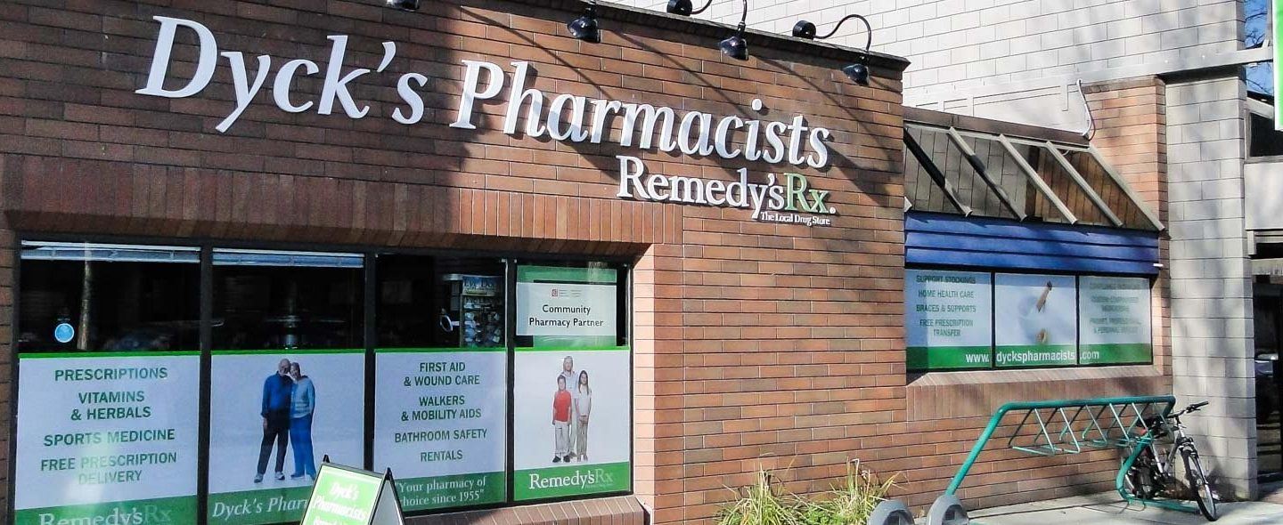 exterior of Dyck's Pharmacists, Remedy's RX