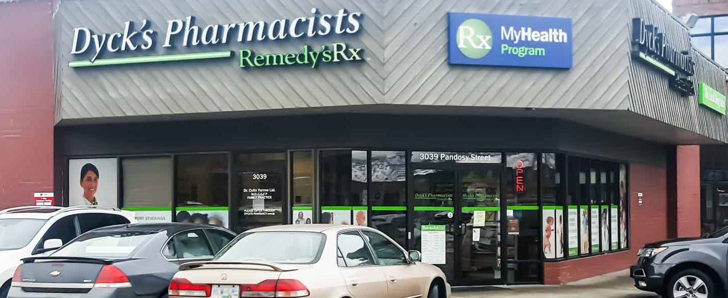 exterior of Dyck's Pharmacists, Remedy's RX